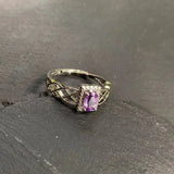 MM Natural Amethyst Ring Adjustable Female Stone Ring Jewelry