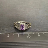 MM Natural Amethyst Ring Adjustable Female Stone Ring Jewelry