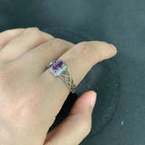 MM Natural Amethyst Ring Adjustable Female Stone Ring Jewelry