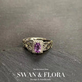 MM Natural Amethyst Ring Adjustable Female Stone Ring Jewelry