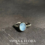 Aquamarine Ring Adjustable Butterfly Jewelry Women Gift