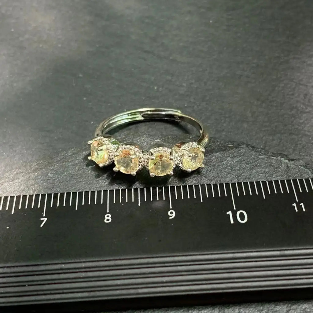 MM Natural Citrine Ring Adjustable Female Ring Jewelry for Women Gift