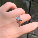 Labradorite Moonstone Ring Adjustable Butterfly Jewelry Women Gift