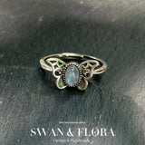 Labradorite Moonstone Ring Adjustable Butterfly Jewelry Women Gift
