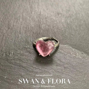 MM Purple Lepidolite Ring Adjustable Heart Jewelry Gift
