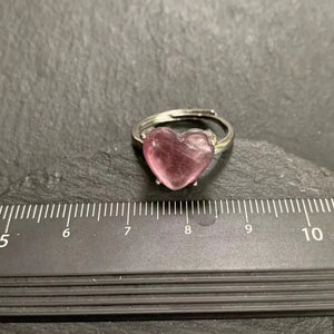 MM Purple Lepidolite Ring Adjustable Heart Jewelry Gift