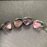 MM Purple Lepidolite Ring Adjustable Heart Jewelry Gift