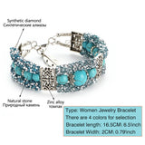 Boho Turquoise Bracelet with Zircon Pendant