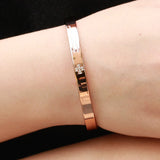 Women's Retro Cross Bangle Titanium Steel Cufflinks Jewelry Rose Plated Bracelet