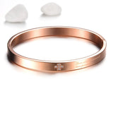 Women's Retro Cross Bangle Titanium Steel Cufflinks Jewelry Rose Plated Bracelet