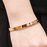 Women's Retro Cross Bangle Titanium Steel Cufflinks Jewelry Rose Plated Bracelet