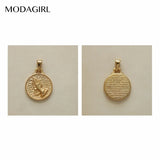 Elizabeth Coin Charm Owl Moon Key Pendant Stainless Steel Plated