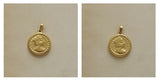 Elizabeth Coin Charm Owl Moon Key Pendant Stainless Steel Plated
