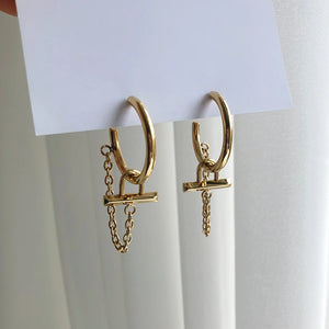 Minimalist Lock Chain Tassel Hoop Earrings Stainless Steel Earrings Woman