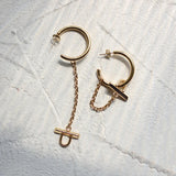 Minimalist Lock Chain Tassel Hoop Earrings Stainless Steel Earrings Woman