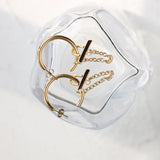 Minimalist Lock Chain Tassel Hoop Earrings Stainless Steel Earrings Woman