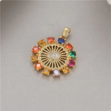 Plated Sun Charm with Zircons DIY Jewelry Making Material