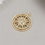 Plated Sun Charm with Zircons DIY Jewelry Making Material