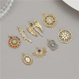 Plated Sun Charm with Zircons DIY Jewelry Making Material