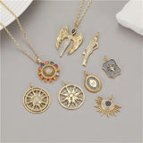Plated Sun Charm with Zircons DIY Jewelry Making Material