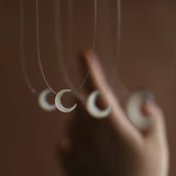 Invisible Necklace with Mother of Pearl Crescent Moon Charm