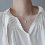Invisible Necklace with Mother of Pearl Crescent Moon Charm
