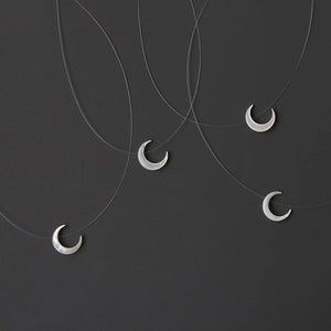 Invisible Necklace with Mother of Pearl Crescent Moon Charm