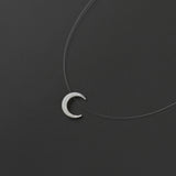 Invisible Necklace with Mother of Pearl Crescent Moon Charm