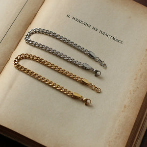 Stainless Steel Silver Cuban Link Bracelet Streetwear Unisex Jewelry