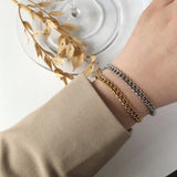 Stainless Steel Silver Cuban Link Bracelet Streetwear Unisex Jewelry