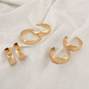 Wide Textured Plated Hoop Earrings