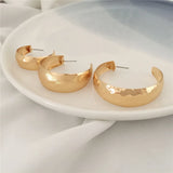Wide Textured Plated Hoop Earrings