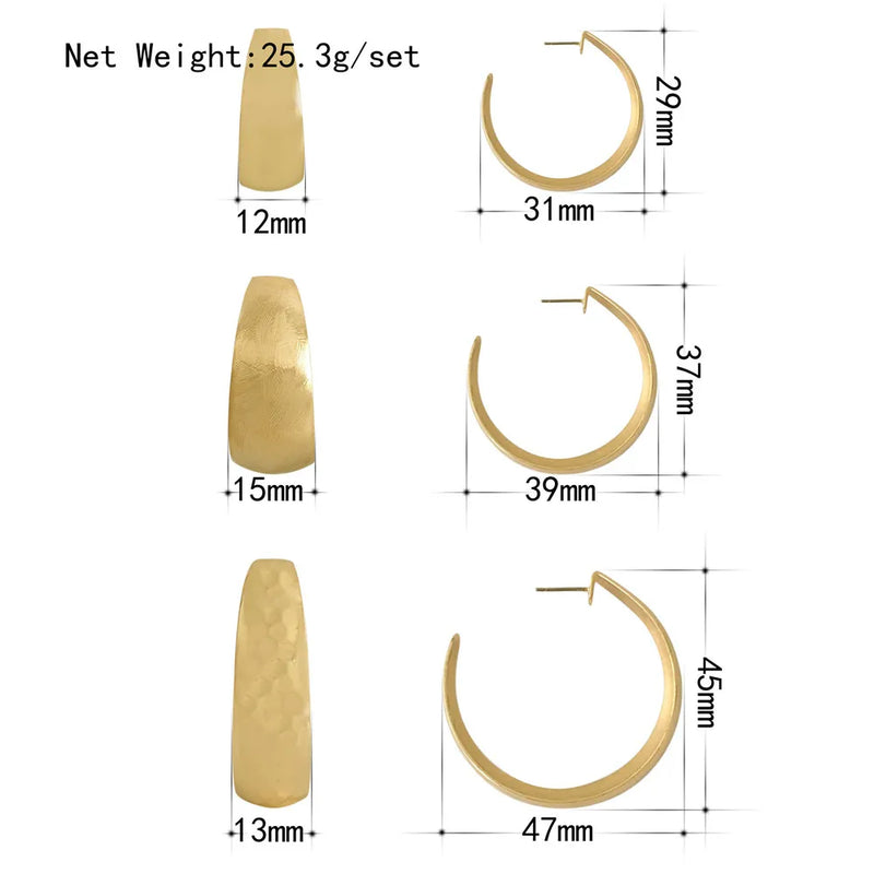 Wide Textured Plated Hoop Earrings