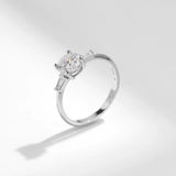 1.0CT D Lab Diamond Round Moissanite Ring Sterling Silver Wedding Band