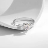 1.0CT D Lab Diamond Round Moissanite Ring Sterling Silver Wedding Band