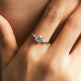 1.0CT D Lab Diamond Round Moissanite Ring Sterling Silver Wedding Band