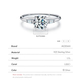 1.0CT D Lab Diamond Round Moissanite Ring Sterling Silver Wedding Band