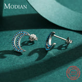 925 Silver Moon Vintage Stud Earrings Turquoise Jewelry