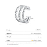 Zirconia Ear Cuff 925 Silver Clip Earrings Women Girls Fine Jewelry