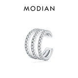 Zirconia Ear Cuff 925 Silver Clip Earrings Women Girls Fine Jewelry