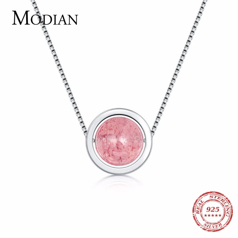 2.0ct Natural Crystal Strawberry Pendant Necklace