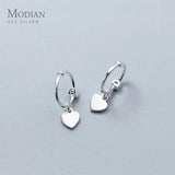 925 Silver Hearts Swing Hoop Earrings Charms Jewelry