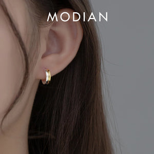 925 Sterling Silver Double Layer Silver & Hoop Earrings For Women