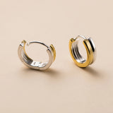 925 Sterling Silver Double Layer Silver & Hoop Earrings For Women