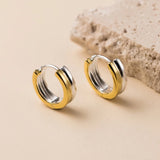 925 Sterling Silver Double Layer Silver & Hoop Earrings For Women