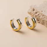 925 Sterling Silver Double Layer Silver & Hoop Earrings For Women
