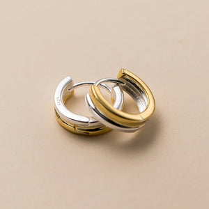 925 Sterling Silver Double Layer Silver & Hoop Earrings For Women