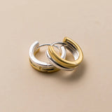 925 Sterling Silver Double Layer Silver & Hoop Earrings For Women