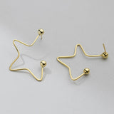 925 Silver Hyperbole Star Stud Earrings Beads Ear Studs Line Jewelry