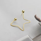 925 Silver Hyperbole Star Stud Earrings Beads Ear Studs Line Jewelry